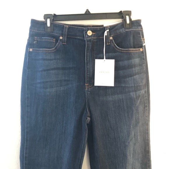 KanCan Jeans Skinny Jeans Dark Wash Fringe & Zipper Hem Sz 9/28 BNWT Style 7285D - Picture 2 of 13